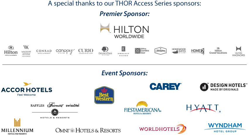 A special thanks to our THOR Access Series sponsors